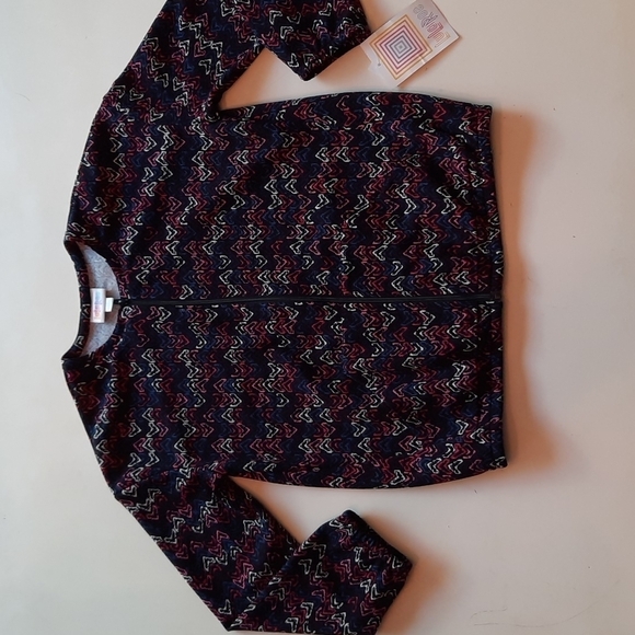 Lularoe Monroe black heart print Monroe bomber jacket 14 new with tags - Picture 1 of 10